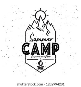 Vintage summer camp badges and other outdoor logo's and emblems with labels on white background.