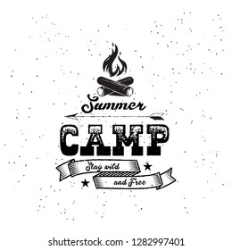 Vintage summer camp badges and other outdoor logo's and emblems with labels on white background.