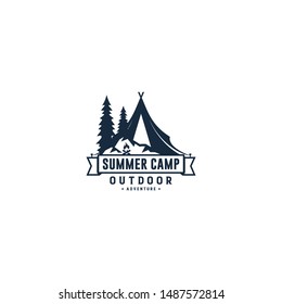 Camping Logo Emblem Vector Illustration Outdoor Stock Vector (Royalty ...