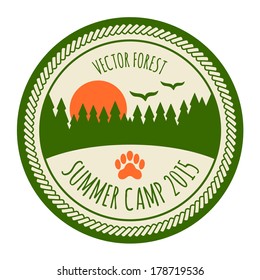 Vintage Summer Camp Sticker Badge Emblem