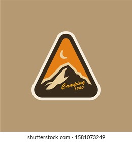 Vintage summer camping outdoor adventure and mountain badge logo, emblem, label design