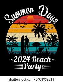 vintage summer day 2024 beach party t shirt design