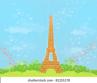 vintage summer Eiffel card