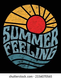 Vintage Summer Feeling Tshirt Design For Summer