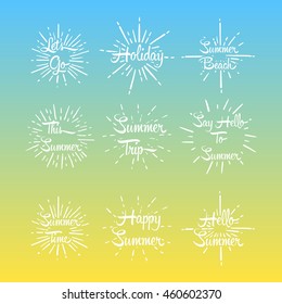 Vintage summer holiday with sun burst vector illustration quote for logo and poster