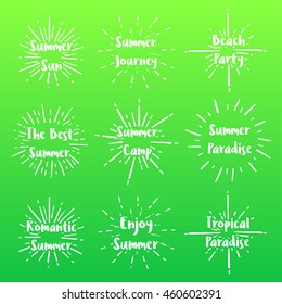 Vintage summer holiday with sun burst vector illustration quote for logo and poster