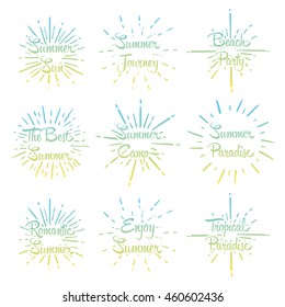 Vintage summer holiday with sun burst vector illustration quote for logo and poster
