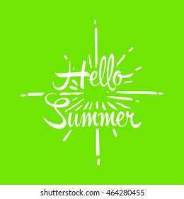 Vintage summer holiday with sun burst vector illustration quote for logo and poster leaf green color background