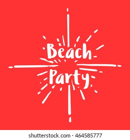 Vintage summer holiday with sun burst vector illustration quote for logo and poster red color background