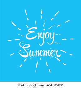 Vintage summer holiday with sun burst vector illustration quote for logo and poster blue sea color background