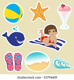 Vintage summer icons. Vector format.