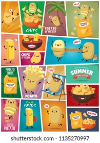 Vintage Summer poster with potato potato & chips character.