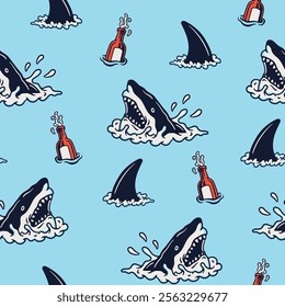 Vintage Summer Shark Head Pattern
