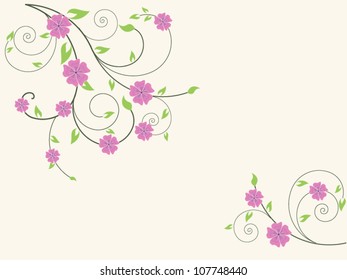 Vintage summer and spring background with flowers and floral elements in vector