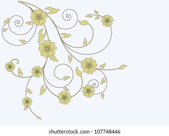 Vintage summer and spring background with flowers and floral elements in vector