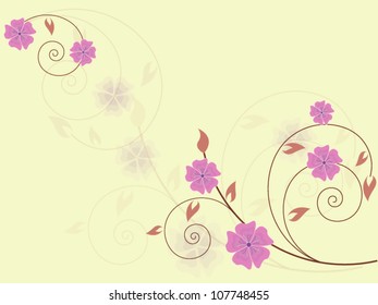 Vintage summer and spring background with flowers and floral elements in vector