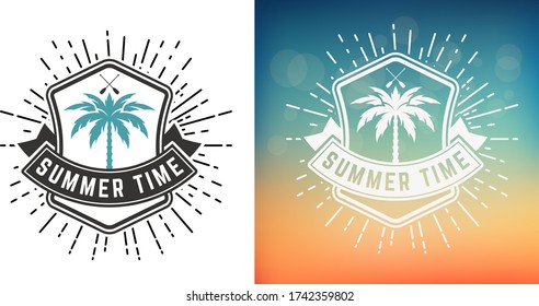 Logo del Vintage Summer Time. Vector Layered