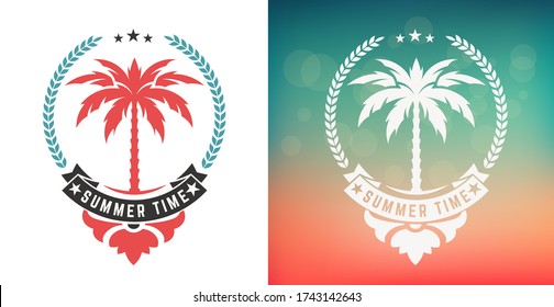 Logo del Vintage Summer Time. Vector Layered