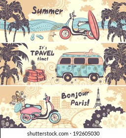 Vintage summer and travel banners for your business