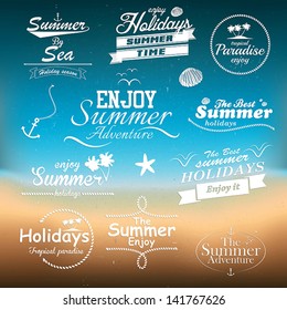 Vintage Summer Typography Design With Labels