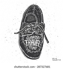 Vintage summer typography design with labels, icons elements collection
