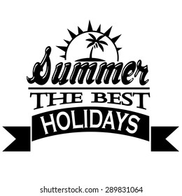 Vintage summer typography design with labels, icons elements