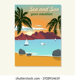 Vintage summer vacation poster. Blank for advertising. Interior poster.