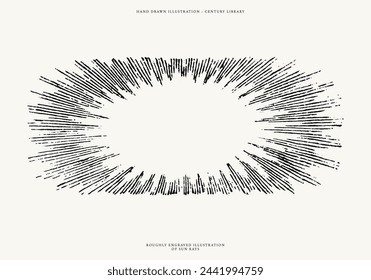 Vintage Sun Burst Effect Illustration, Stippled Sunray Lines Isolated Vector