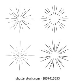 Vintage sun by hand, great design for any purposes. Black-white sunburst. Vector image.