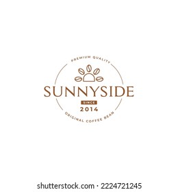 Vintage sun coffee shop logo with coffee beans. Suitable for cafe needs.