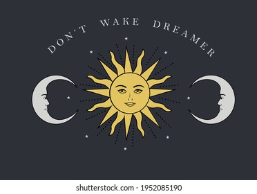 vintage sun design vector art sunflower celestial vintage retro