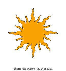 Vintage Sun Is An Icon In A Linear Style. Vector Illustration Of The Sun Isolated On A White Background