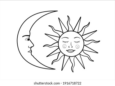 Sun Moon Drawing Images Stock Photos Vectors Shutterstock