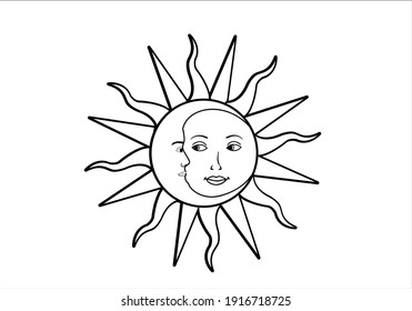 vintage sun and moon design vector art