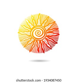 Objeto solar vintage. Hola verano. Ilustración del vector