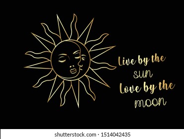 vintage sun quotes design vector hand drawn