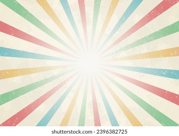 Vintage Sun Ray From Centre Circus Colorful Background