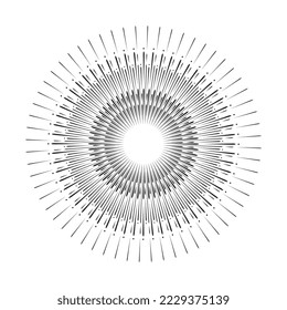 Vintage Sun Ray Vector Icon, Sunburst, Retro Bursting Sun Rays, Black and White Star Pictograph, Speed Line Fast Motion, Sunset Beams Vector Illustration