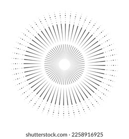 Vintage Sun Ray Vector Icon, Sunburst, Retro Bursting Sun Rays, Black and White Star Pictograph, Speed Line Fast Motion, Sunset Beams Vector Illustration