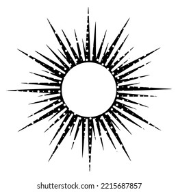 Vintage sun rays. Black rays of the sun. Fireworks isolated. Logo or lettering design element. Radial sunset beam. Vector 