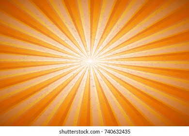 vintage sun rays, sunburst on orange color background. Vector illustration design.