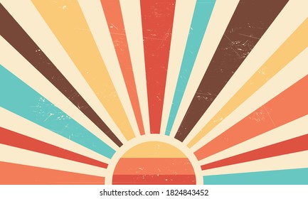 Vintage sun retro banner background. Colourful grunge sunburst. Vector illustration. - Shutterstock ID 1824843452
