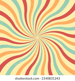 Vintage sun retro banner background. Colourful grunge sunburst. Vector illustration.Twist feast backround pattern.