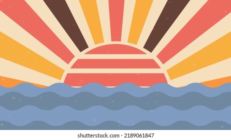 Vintage sun retro banner background. Colorful grunge sunburst. Vector illustration.