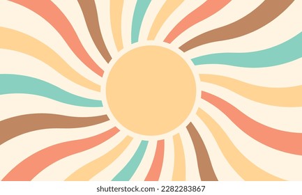 Vintage sun retro banner background. Vintage bright grunge placard. Vector horizontal illustration for banner, poster and backdrop.