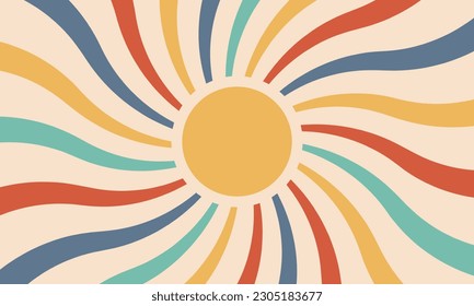 Vintage sun retro banner background. Vintage bright grunge placard. Vector horizontal illustration for banner, poster and backdrop.