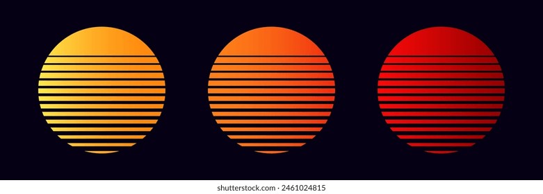 Vintage sun retro circle vector logo. Old sunrise sunset design emblem.