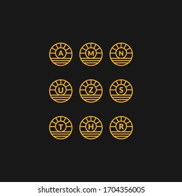Vintage Sun Set Letter logo template design in Vector illustration 