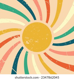 Vintage Sunbeams in retro style. Vector background in grunge style. Vector illustration