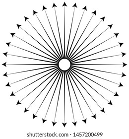 Vintage sunburst with arrow, explosion on white background. Black and white Sunburst background.
